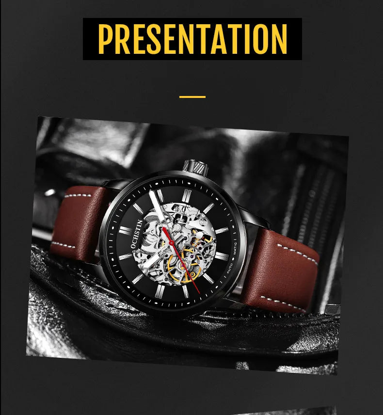OCHSTIN Automatic Mens Watches Top Brand Luxury Royal Luminous Skeleton Waterproof Mechanical Fashion Male Clock Gifts for Men