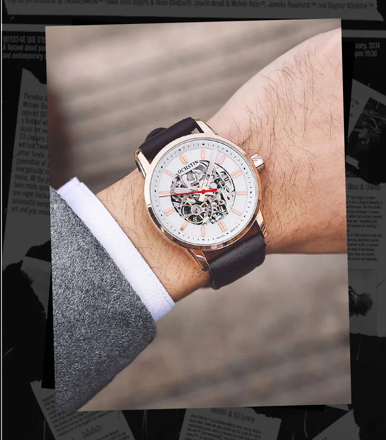 OCHSTIN Automatic Mens Watches Top Brand Luxury Royal Luminous Skeleton Waterproof Mechanical Fashion Male Clock Gifts for Men