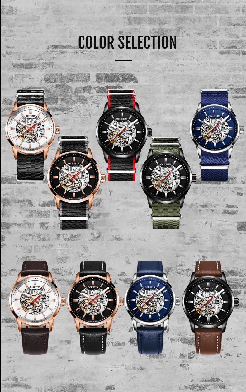 OCHSTIN Automatic Mens Watches Top Brand Luxury Royal Luminous Skeleton Waterproof Mechanical Fashion Male Clock Gifts for Men
