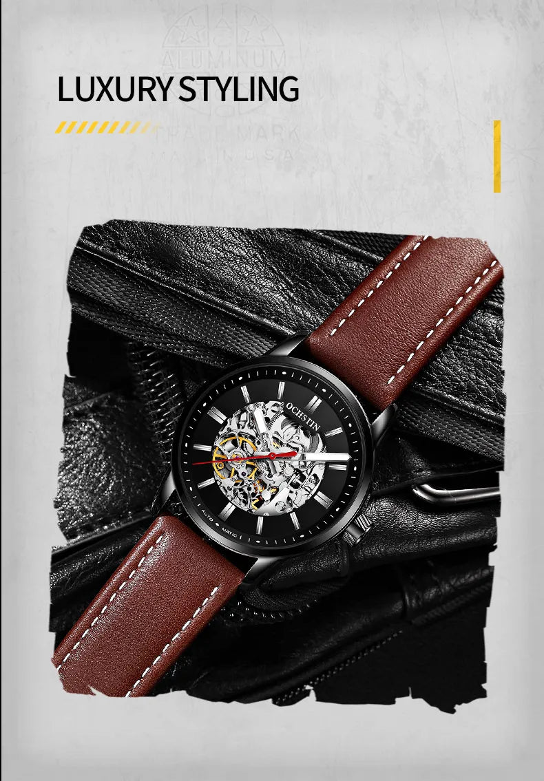 OCHSTIN Automatic Mens Watches Top Brand Luxury Royal Luminous Skeleton Waterproof Mechanical Fashion Male Clock Gifts for Men