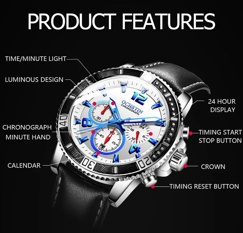 OCHSTIN Aero Chrono - Men's Leather Chronograph