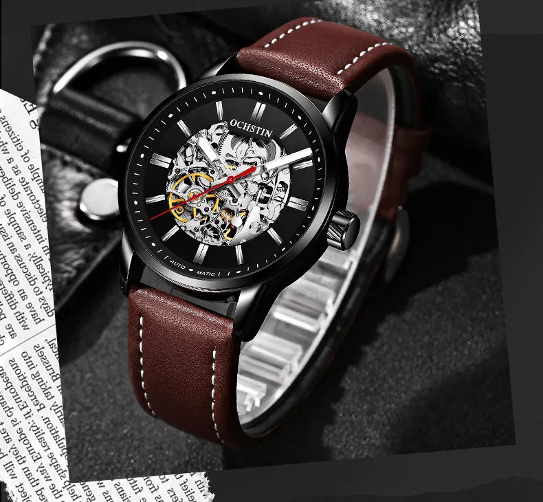 OCHSTIN Automatic Mens Watches Top Brand Luxury Royal Luminous Skeleton Waterproof Mechanical Fashion Male Clock Gifts for Men