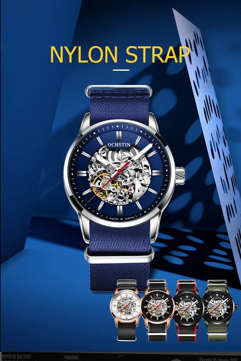 OCHSTIN Automatic Mens Watches Top Brand Luxury Royal Luminous Skeleton Waterproof Mechanical Fashion Male Clock Gifts for Men