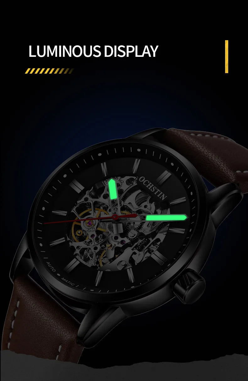 OCHSTIN Automatic Mens Watches Top Brand Luxury Royal Luminous Skeleton Waterproof Mechanical Fashion Male Clock Gifts for Men