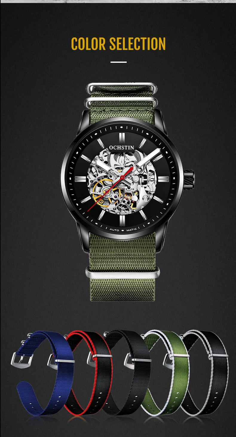 OCHSTIN Automatic Mens Watches Top Brand Luxury Royal Luminous Skeleton Waterproof Mechanical Fashion Male Clock Gifts for Men