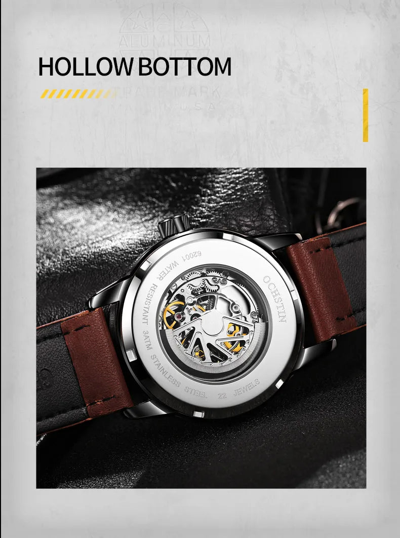OCHSTIN Automatic Mens Watches Top Brand Luxury Royal Luminous Skeleton Waterproof Mechanical Fashion Male Clock Gifts for Men