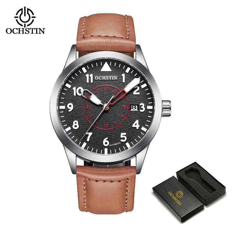 OCHSTIN Pilot Automatic – Montre mécanique homme à bracelet cuir