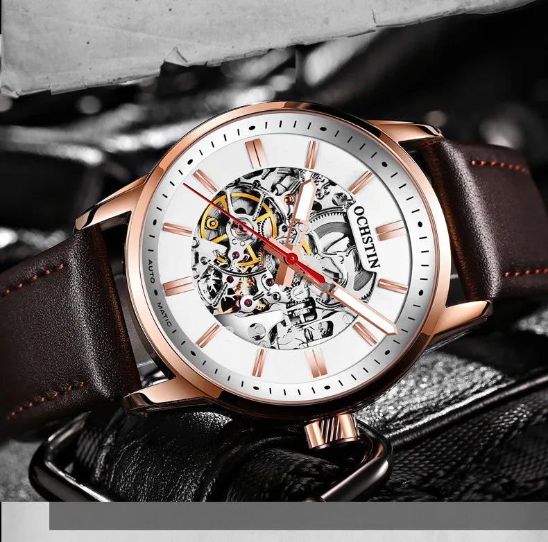 OCHSTIN Automatic Mens Watches Top Brand Luxury Royal Luminous Skeleton Waterproof Mechanical Fashion Male Clock Gifts for Men